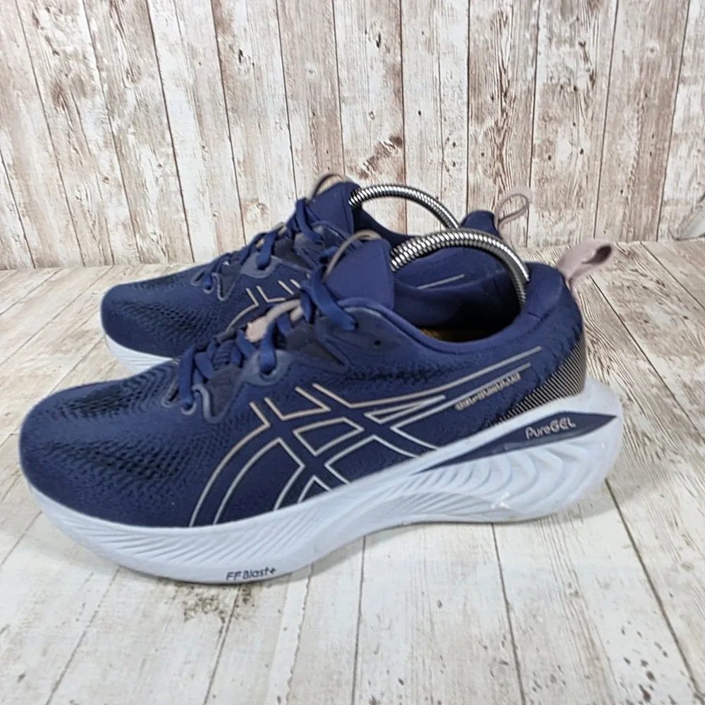 Asics Gel-Cumulus 25 Womens Running Shoes Navy Blue Rose Gold 1012B441 Size 10